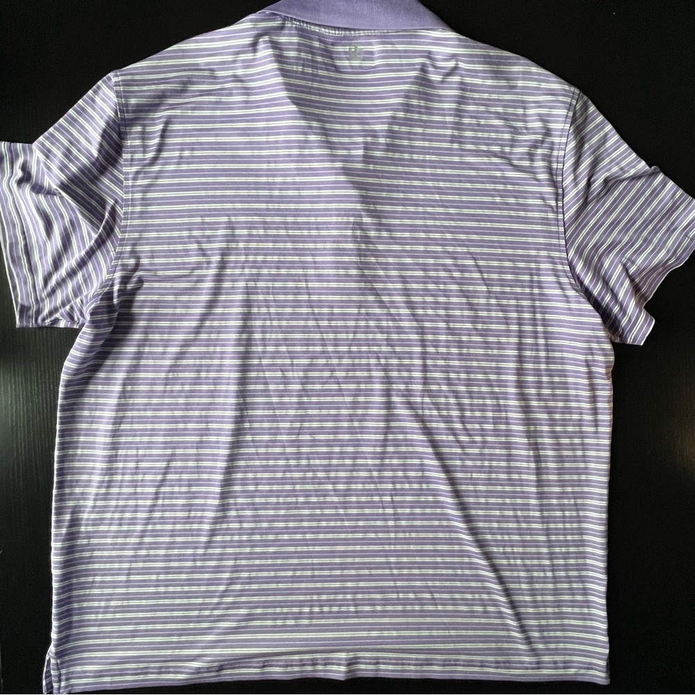 ⛳️Izod Golf Polo Shirt Striped Light Purple & White Men's Size XXL ⛳️ - Picture 4 of 6
